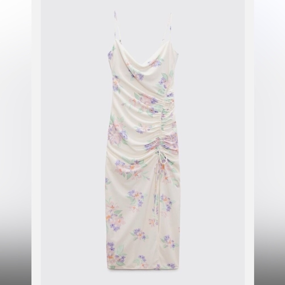 Zara Cream Floral Midi Dress